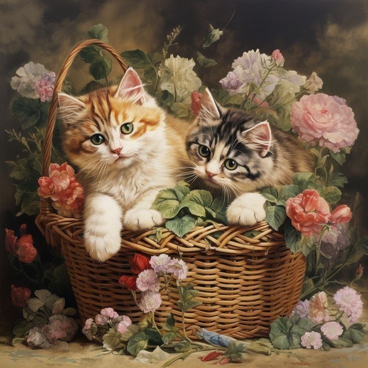 AB Diamond Painting Kit | Cat in Flower Basket
