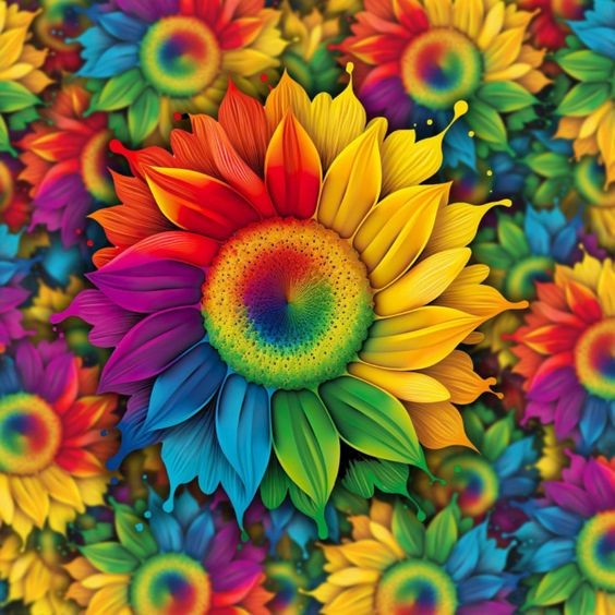 AB Diamond Painting  |  Colorful Sunflower