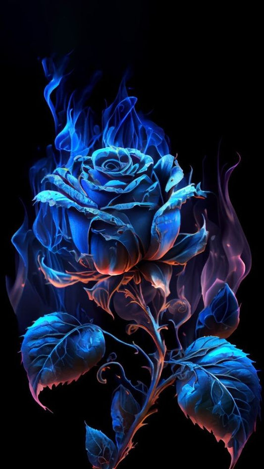 AB Diamond Painting    | Flame Blue Rose