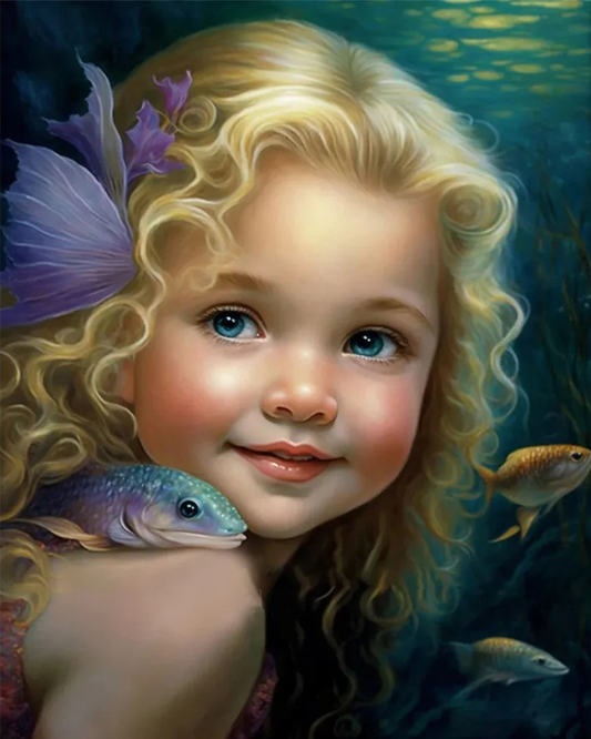 AB  Diamond Painting  |  Lovely Baby Mermaid