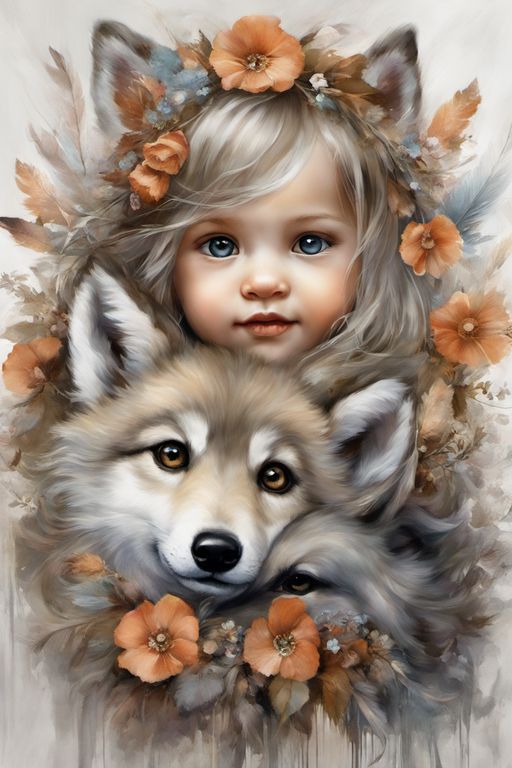 AB Diamond Painting Kit | Girl and Wolf