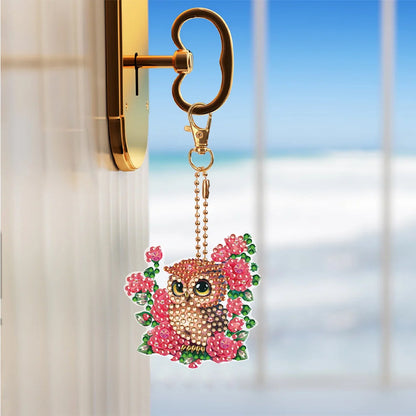 4 pcs DIY Diamond Painting Keychain  | owl (Single Side)