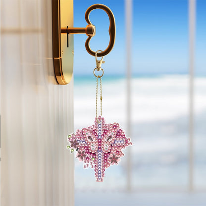 5pcs DIY Diamond Painting Keychain  | Pink Butterfly（Single Side ）