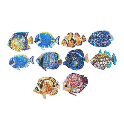 10 pcs set DIY Special Shaped Diamond Painting Coaster | seafood coaster