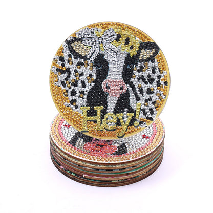 8 pcs set DIY Special Shaped Diamond Painting Coaster | cow coaster