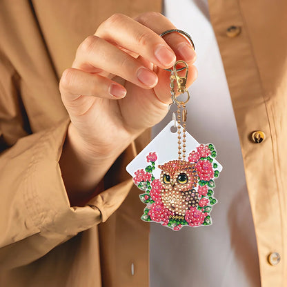 4 pcs DIY Diamond Painting Keychain  | owl (Single Side)