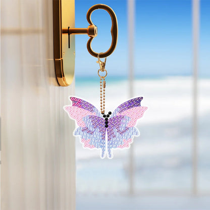 5 pcs DIY Diamond Painting Keychain  | one sided butterfly （Single Side）