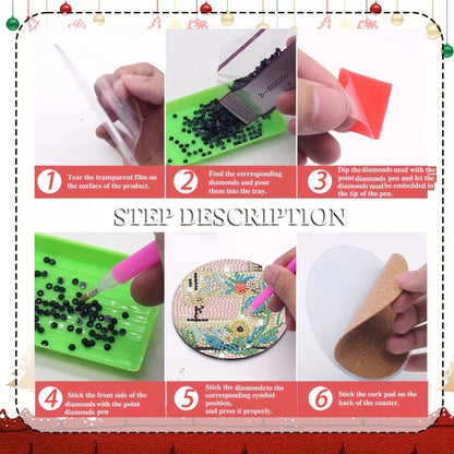 8 pcs set DIY Special Shaped Diamond Painting Coaster  | Sewing Machine (no holder)
