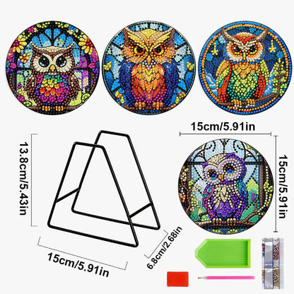 4PCS Diamond Painting Placemats Dish Mats | Owl