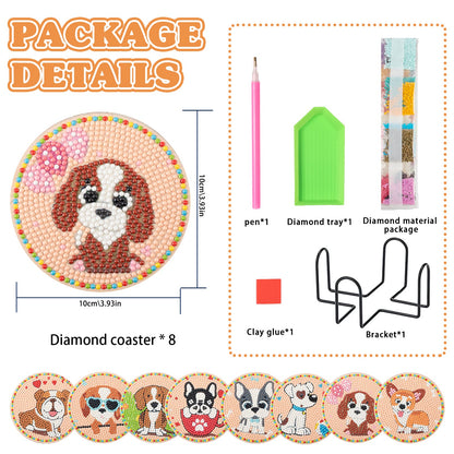 8 pcs set DIY Special Shaped Diamond Painting Coaster | Dog