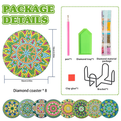 8 pcs set DIY Special Shaped Diamond Painting Coaster | Mandala