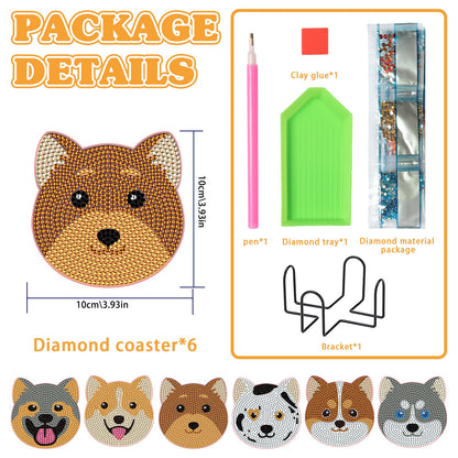 6 pcs set DIY Special Shaped Diamond Painting Coaster | dog