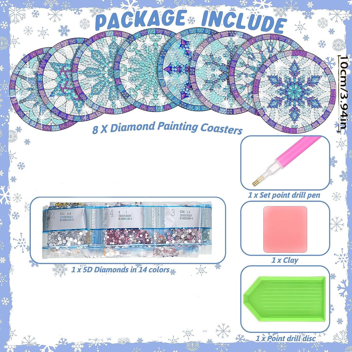 8 pcs set DIY Special Shaped Diamond Painting Coaster  | mandala （no holder）