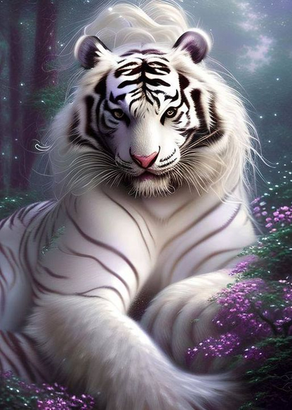 Luxury AB Velvet Diamond Painting Kit -White Tiger
