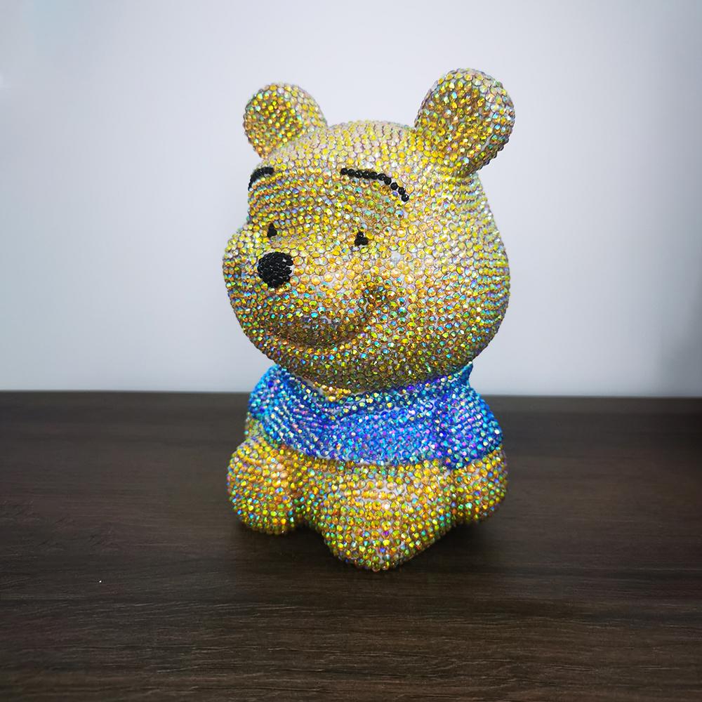 DIY Winnie the Pooh - Crystal Rhinestone piggy bank（No glue）