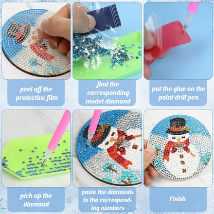 8 pcs set DIY Special Shaped Diamond Painting Coaster  |   Christmas（no holder）
