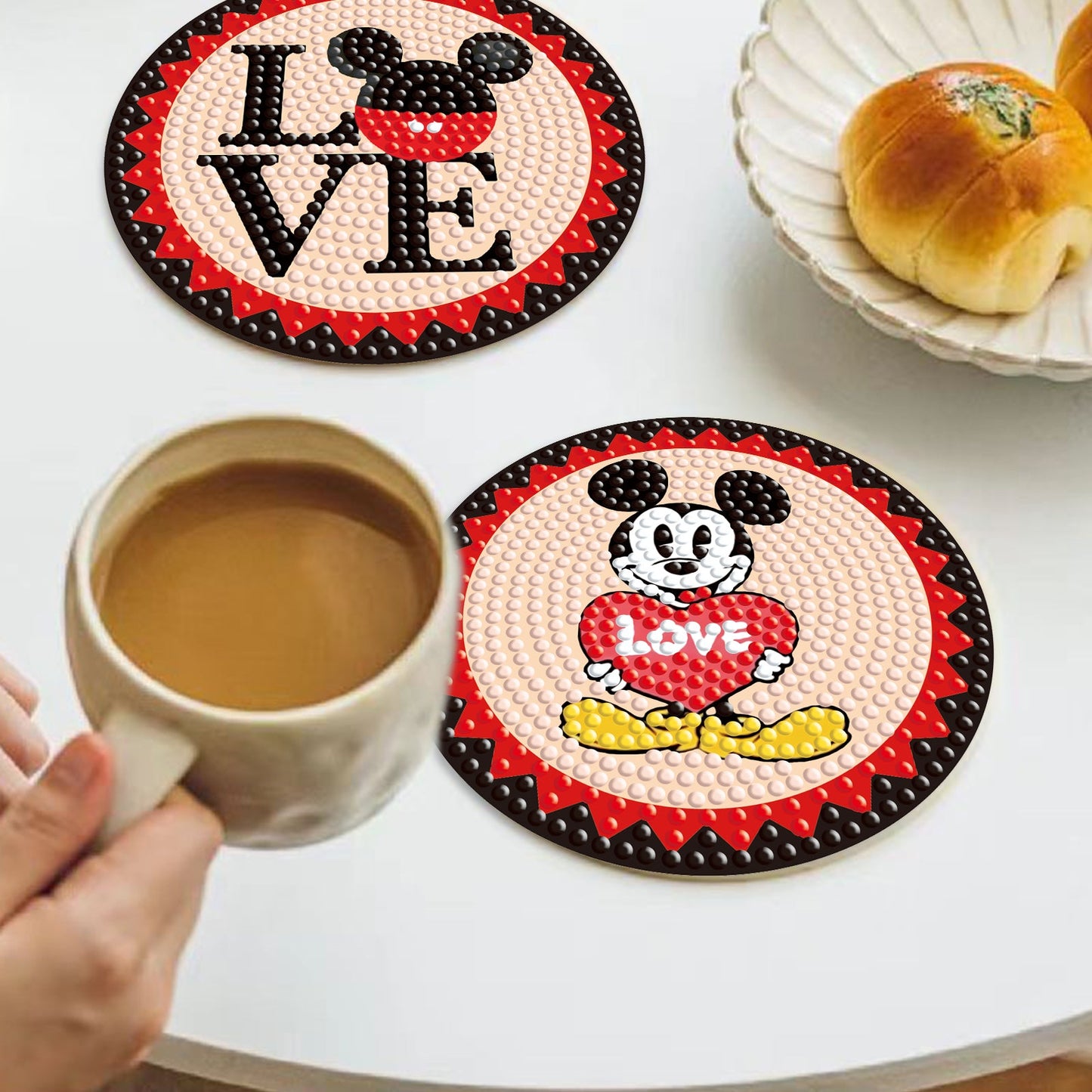5 pcs set DIY Special Shaped Diamond Painting Coaster | Mickey