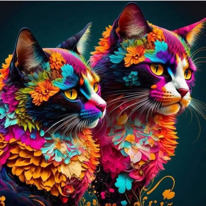 Full Round/Square Diamond Painting Kits | colorful cats