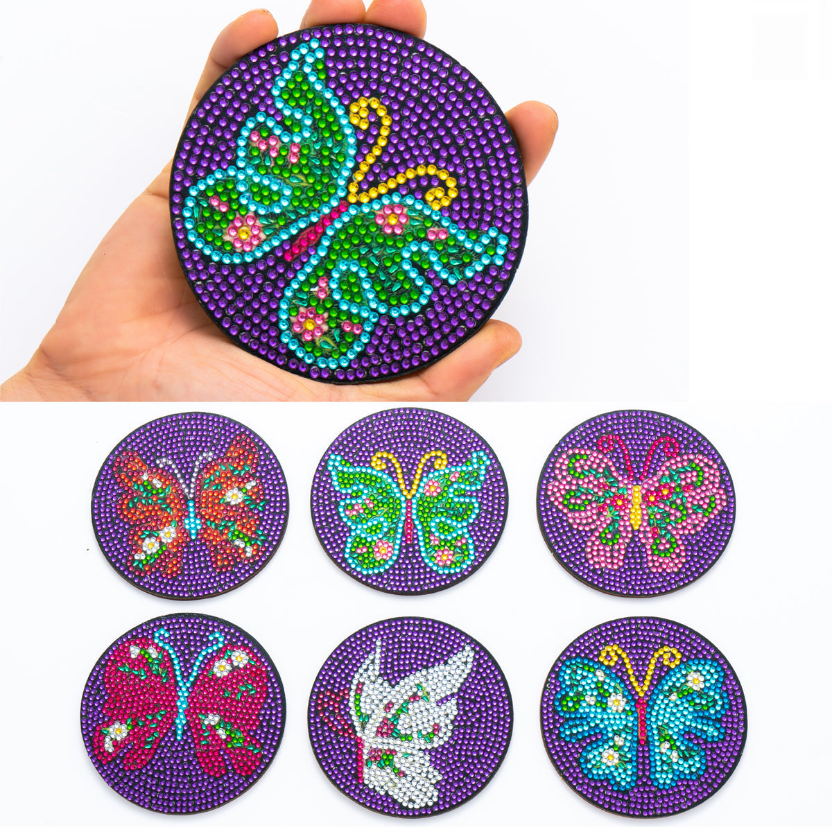 6pcs Butterfly | Diamond Painting Coasters and Storage