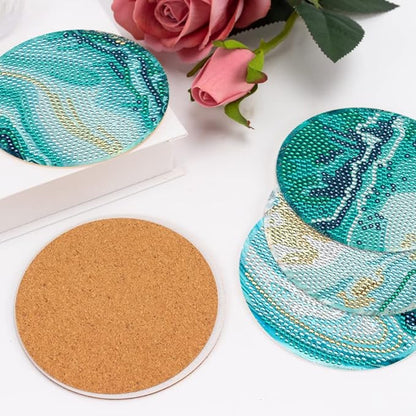 8 pcs set DIY Special Shaped Diamond Painting Coaster  | Sea (no holder)