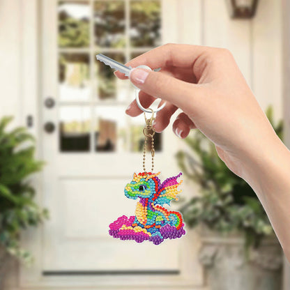 6 pcs DIY Diamond Painting Keychain  | Little Dragon