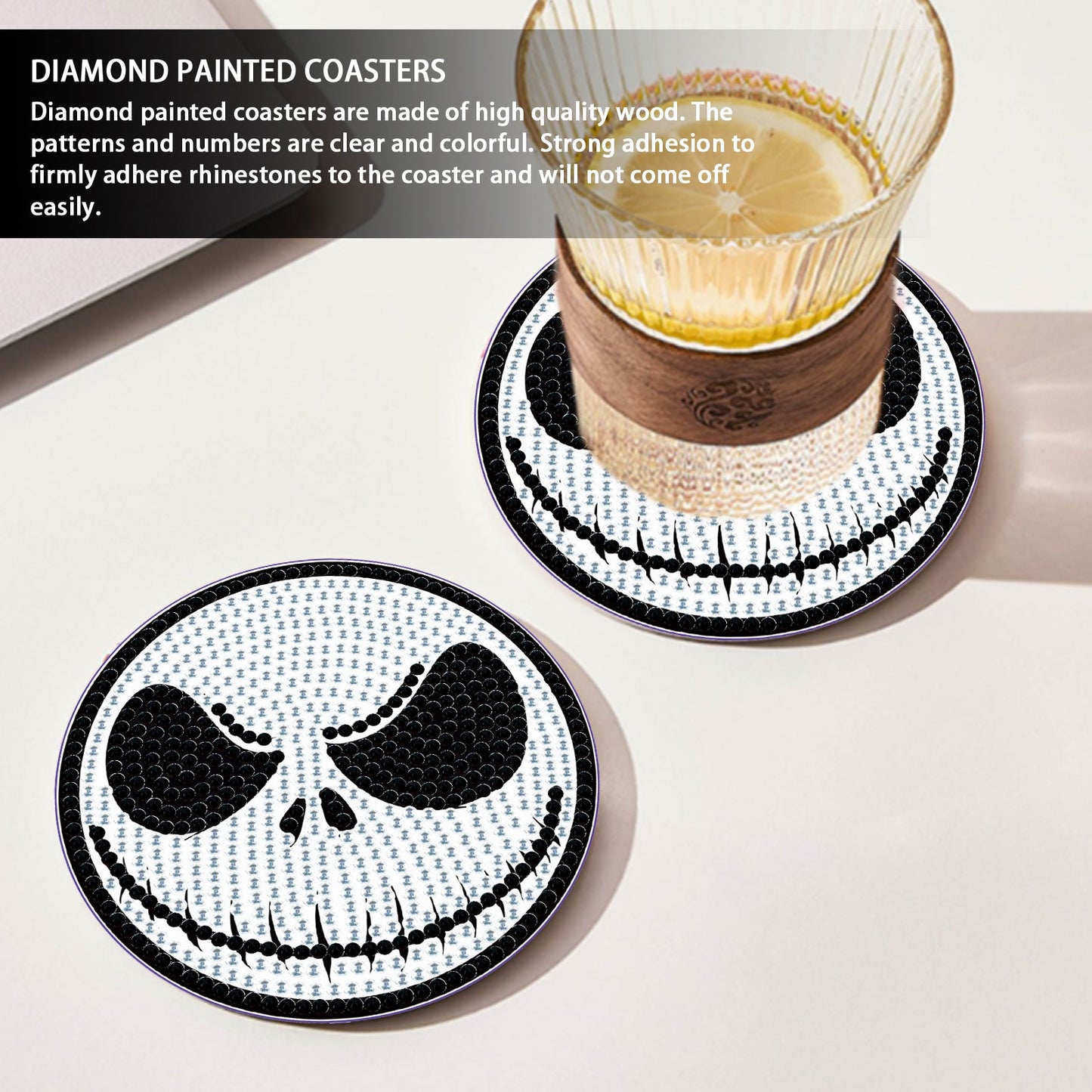 2 pcs set DIY Special Shaped Diamond Painting Coaster | Horror Skeleton