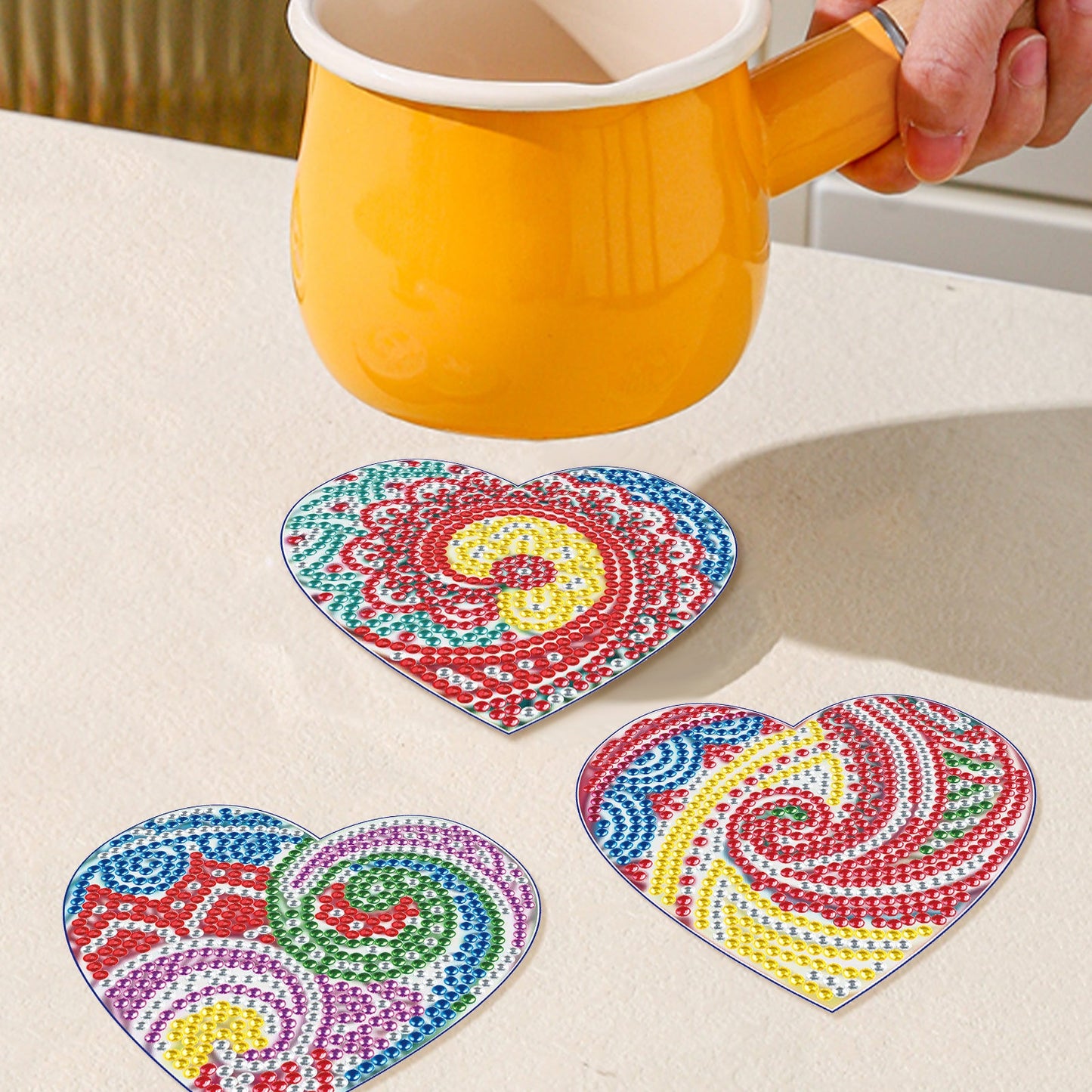 8 pcs set DIY Special Shaped Diamond Painting Coaster | love