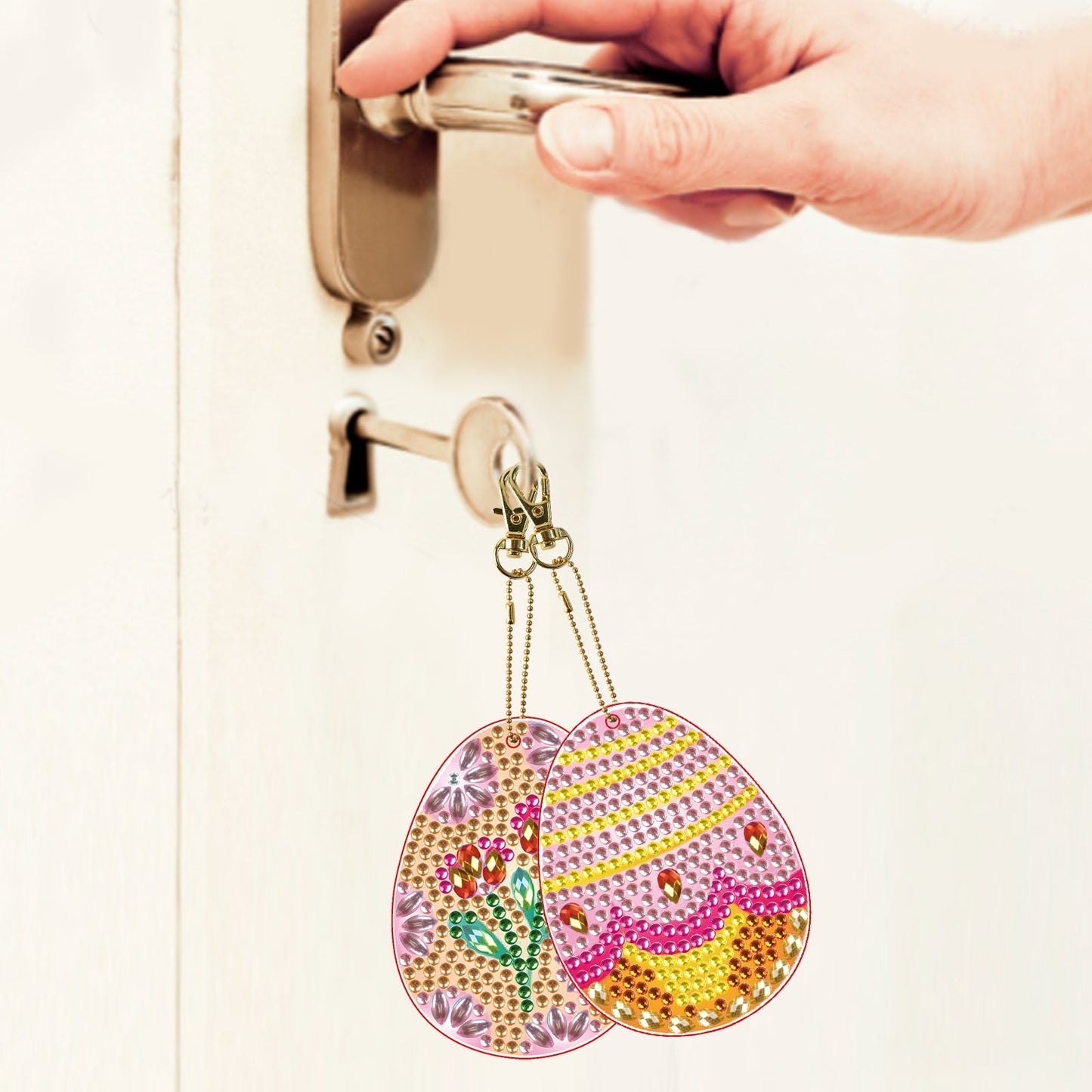 6 pcs DIY Diamond Painting Keychain  | Easter Eggs