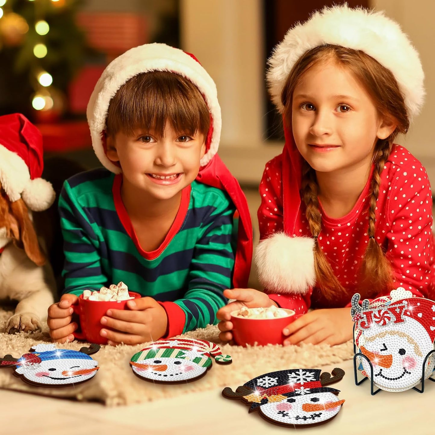 12 pcs set DIY Special Shaped Diamond Painting Coaster | Christmas Snowman