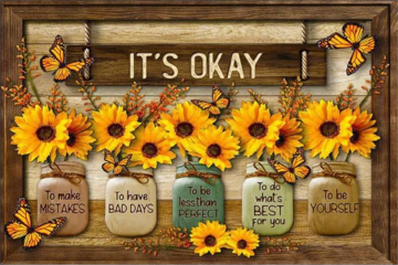 Full Round/Square Diamond Painting Kits | Butterfly Sunflower It's Ok