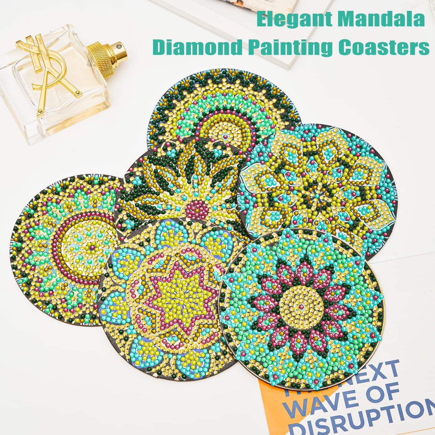 6 pcs set DIY Special Shaped Diamond Painting Coaster | mandala