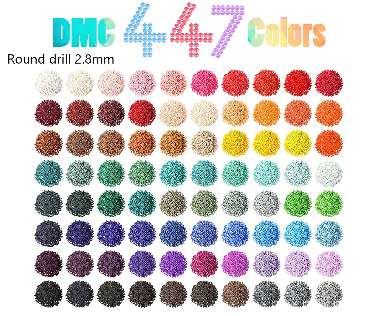 DMC 1 Set (447 Bags for 447 Colors) Diamond Painting Square/Round Drills