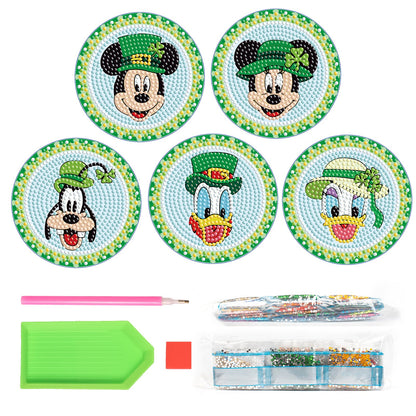 5 pcs set DIY Special Shaped Diamond Painting Coaster | Mickey