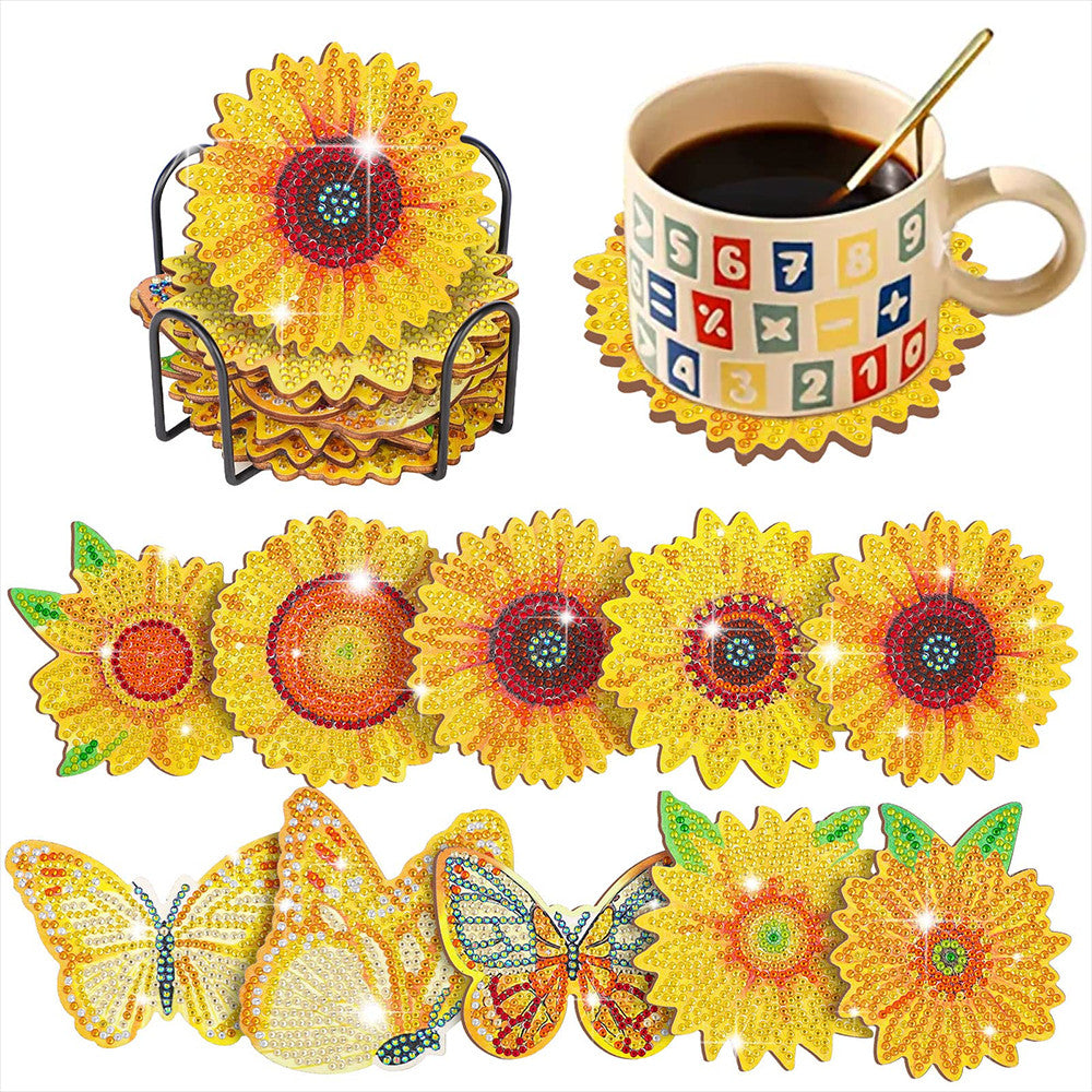 10 pcs set DIY Special Shaped Diamond Painting Coaster | Sunflower