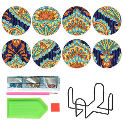 8 pcs set DIY Special Shaped Diamond Painting Coaster | pattern