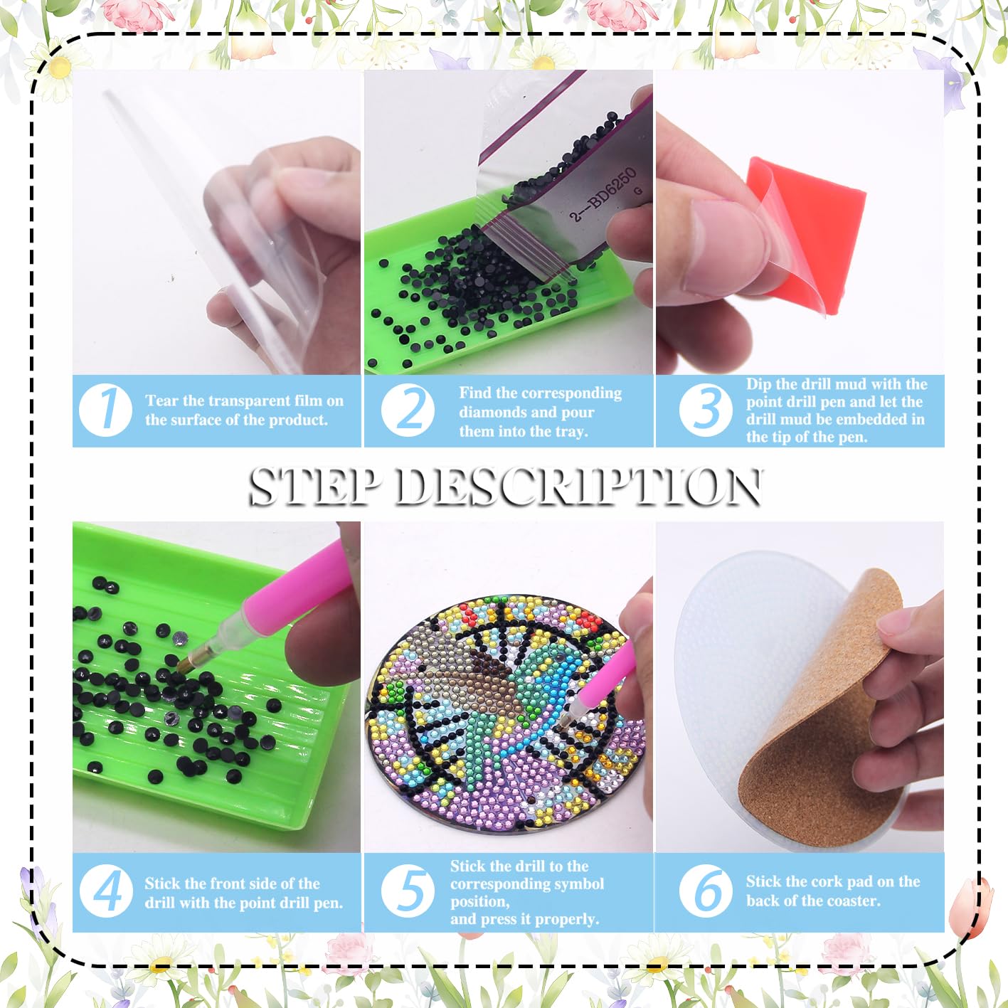 8 pcs set DIY Special Shaped Diamond Painting Coaster  |  the birds（no holder）