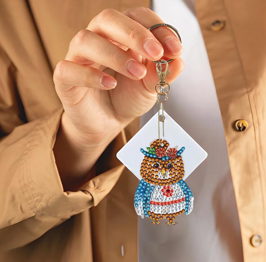6 pcs DIY Diamond Painting Keychains  | owl（single sided）