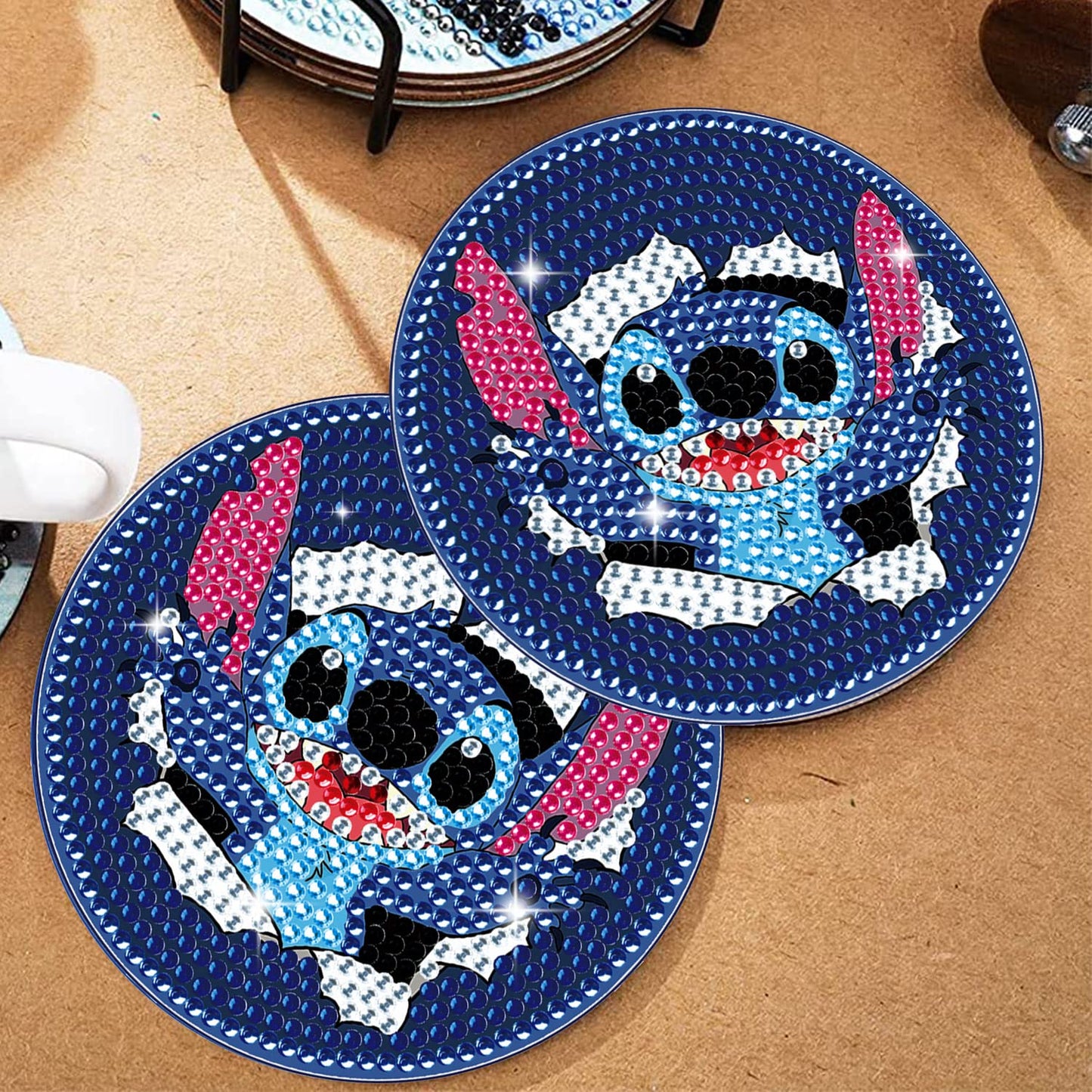 2 pcs set DIY Special Shaped Diamond Painting Coaster | Stitch