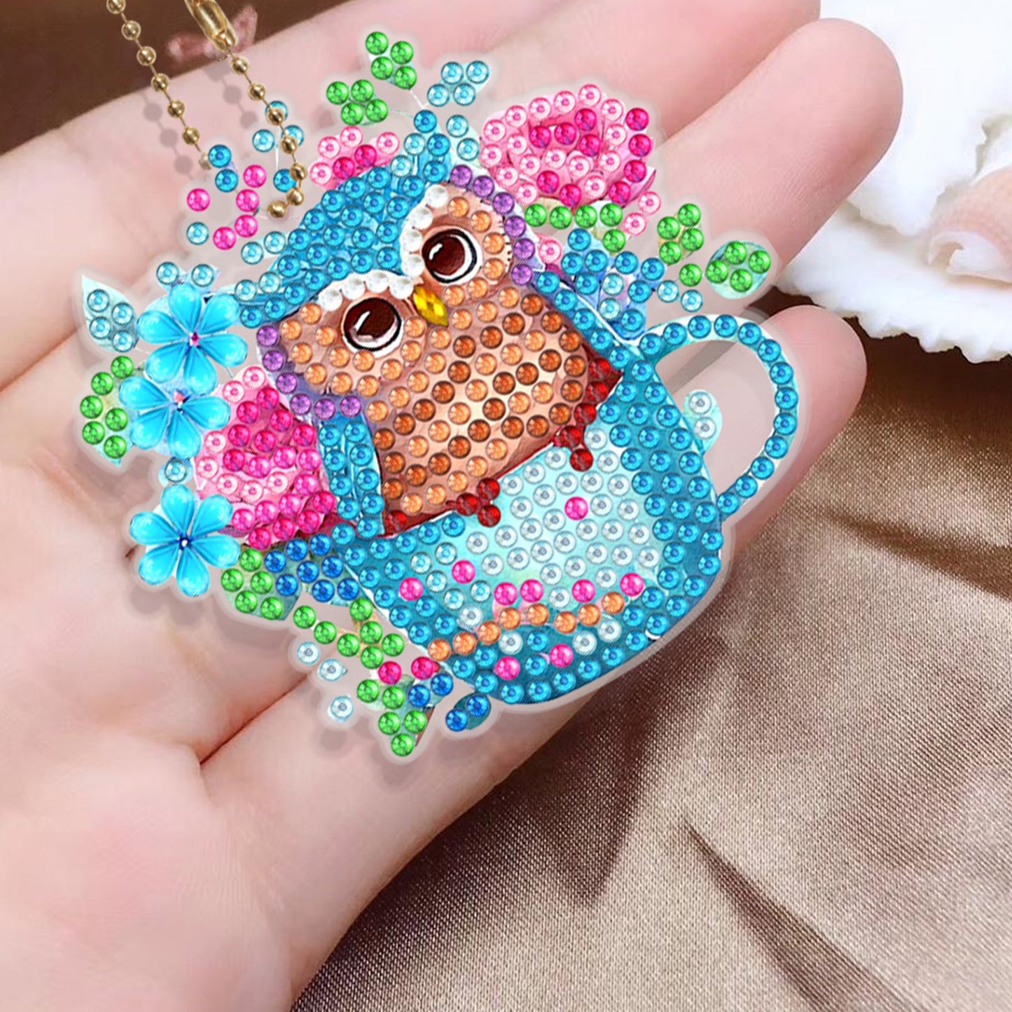 6 pcs DIY Diamond Painting Keychain  | Blue Owl