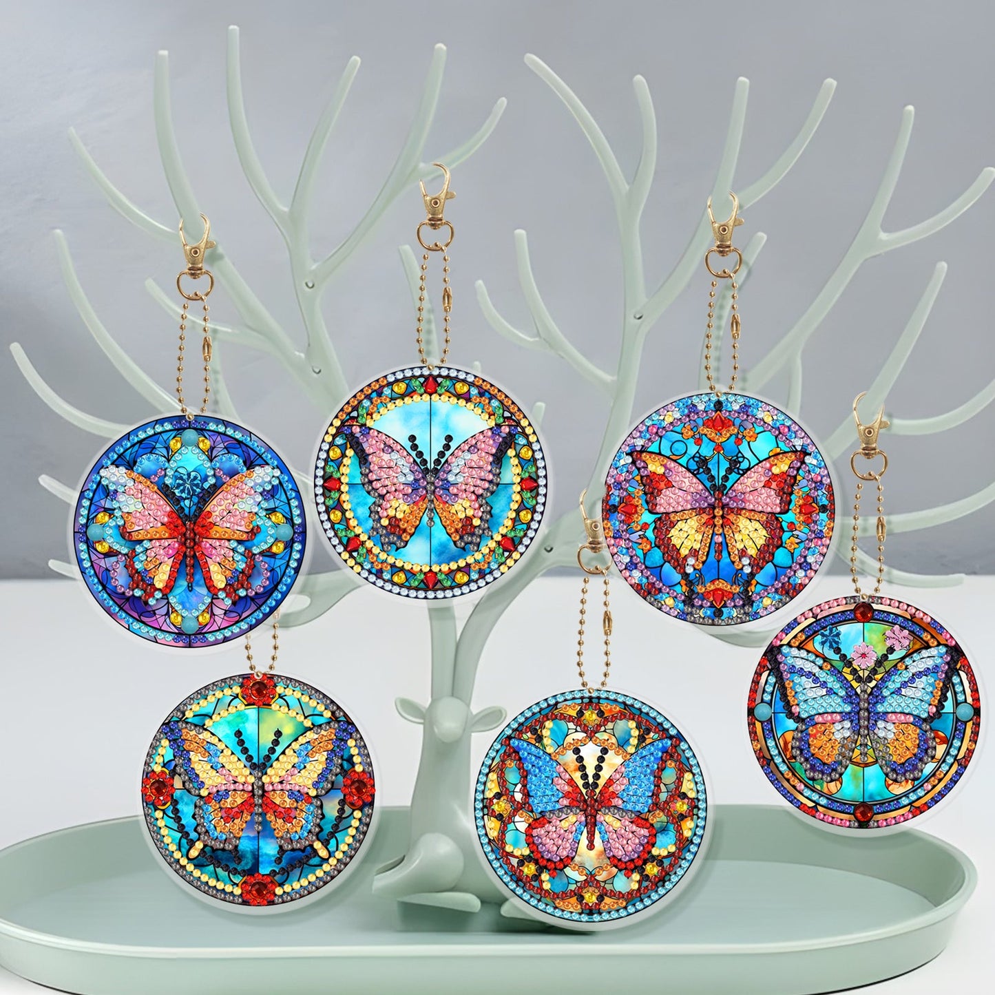 6pcs DIY Diamond Painting Keychains | Butterfly （double sided）