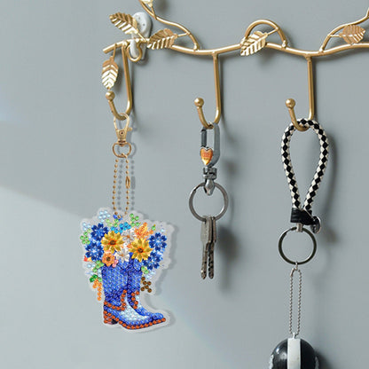 6pcs DIY Diamond Painting Keychains  | flower boots （Single Side）