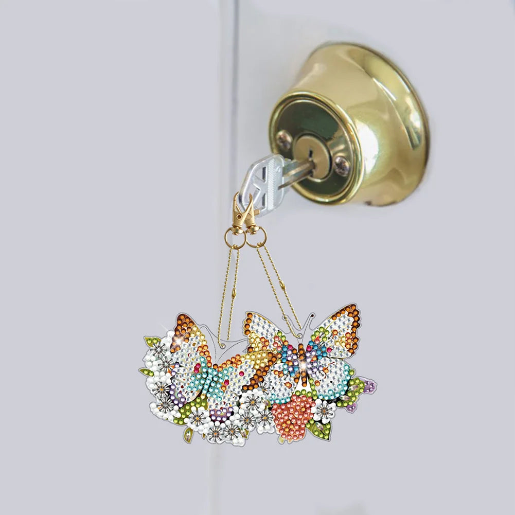 5 pcs DIY Diamond Painting Keychain  | Butterfly（single sided）