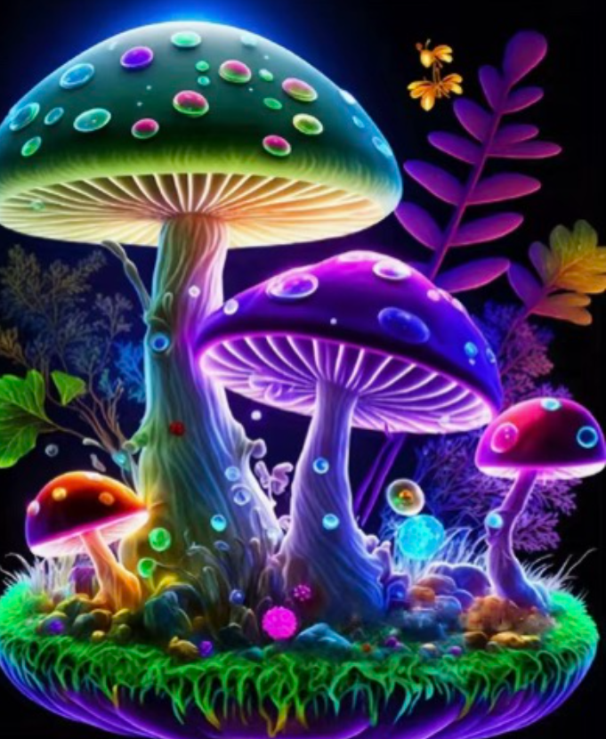 Luxury AB Velvet Diamond Painting Kit -Colored Mushrooms