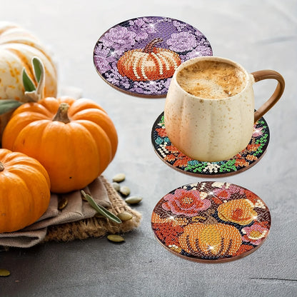 8 pcs set DIY Special Shaped Diamond Painting Coaster  | pumpkin（no holder）