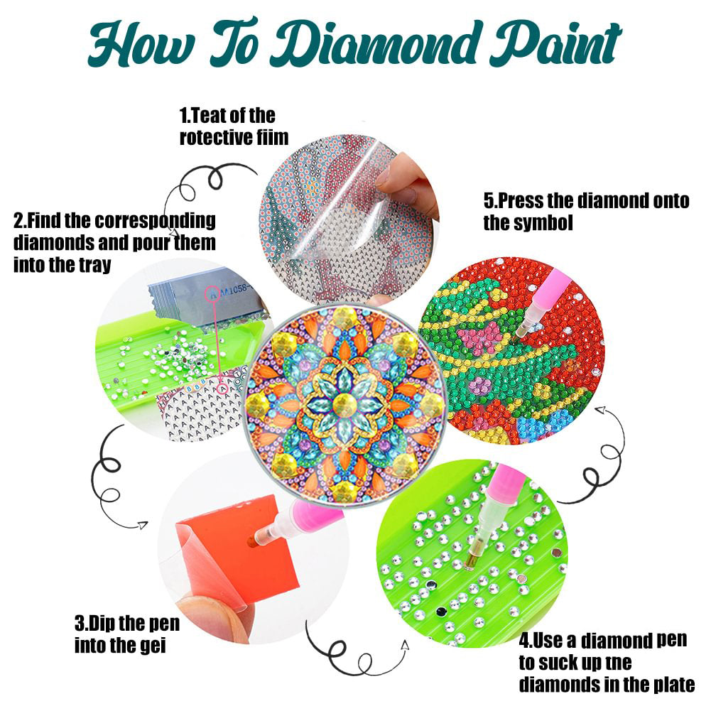 8 pcs set DIY Special Shaped Diamond Painting Coaster  | flower （no holder）